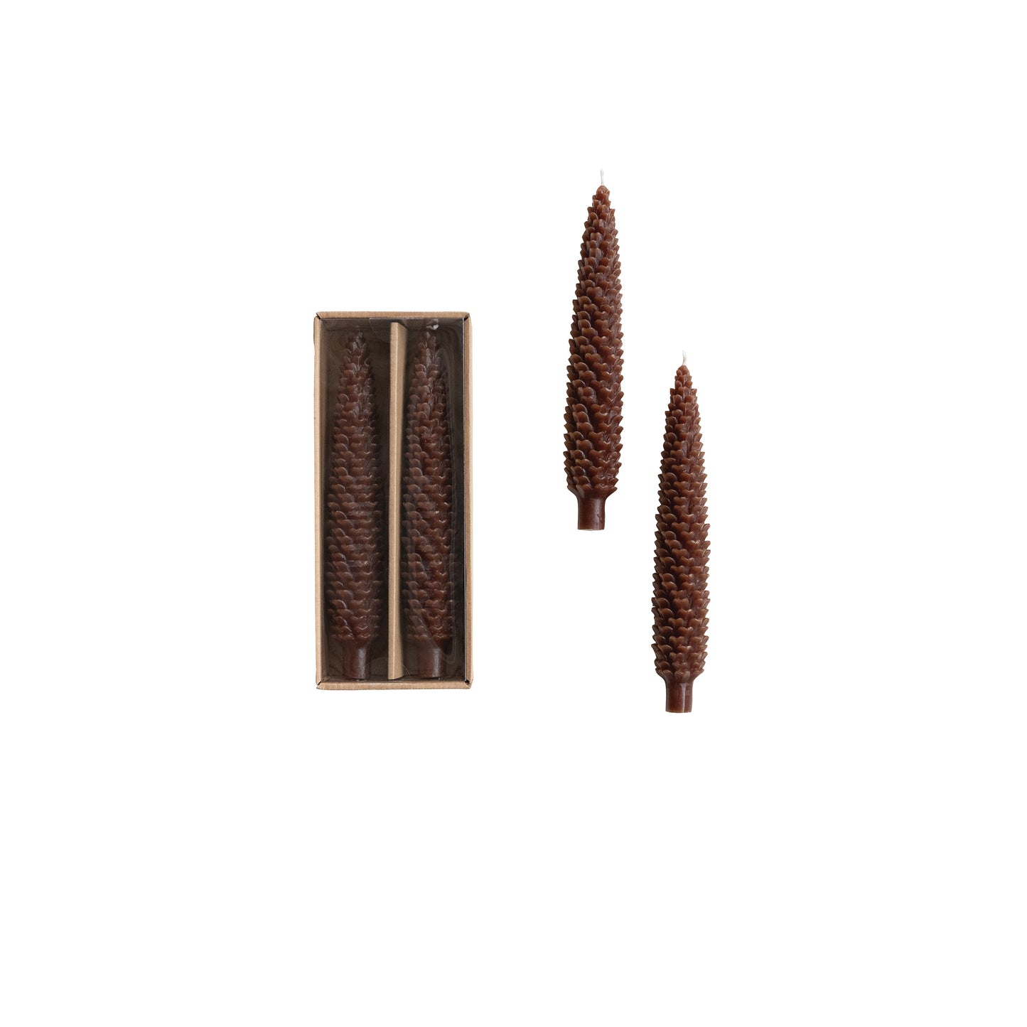 Unscented Pinecone Shaped Taper set of 2 | Two Sizes