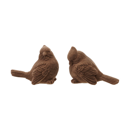 Flocked Resin Cardinal; Taupe