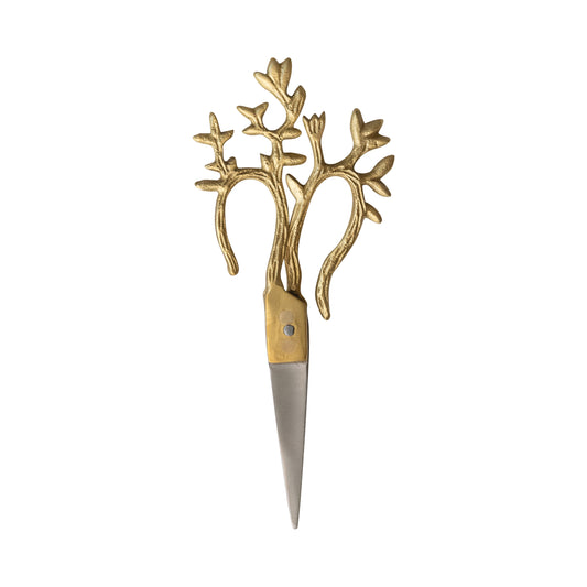 7 L x 3 W Brass & Stainless Steel Scissors w/ Vine