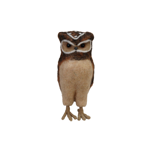Handmade Wool Felt Burrowing Owl