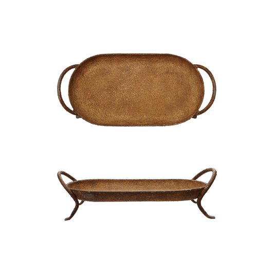 Decorative Metal Footed Tray
