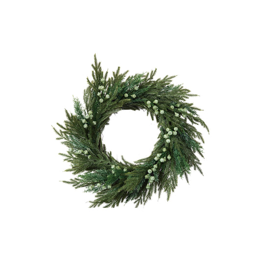 28" Round Faux Cypress Wreath w/ Eucalyptus Pods