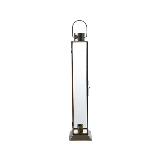 Metal & Glass Lantern Taper Holder, Gold