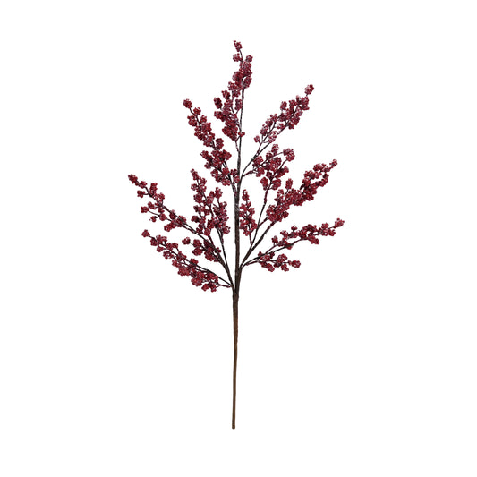 28" Faux Berry Stem w/ Glitter; Ice Finish; Red