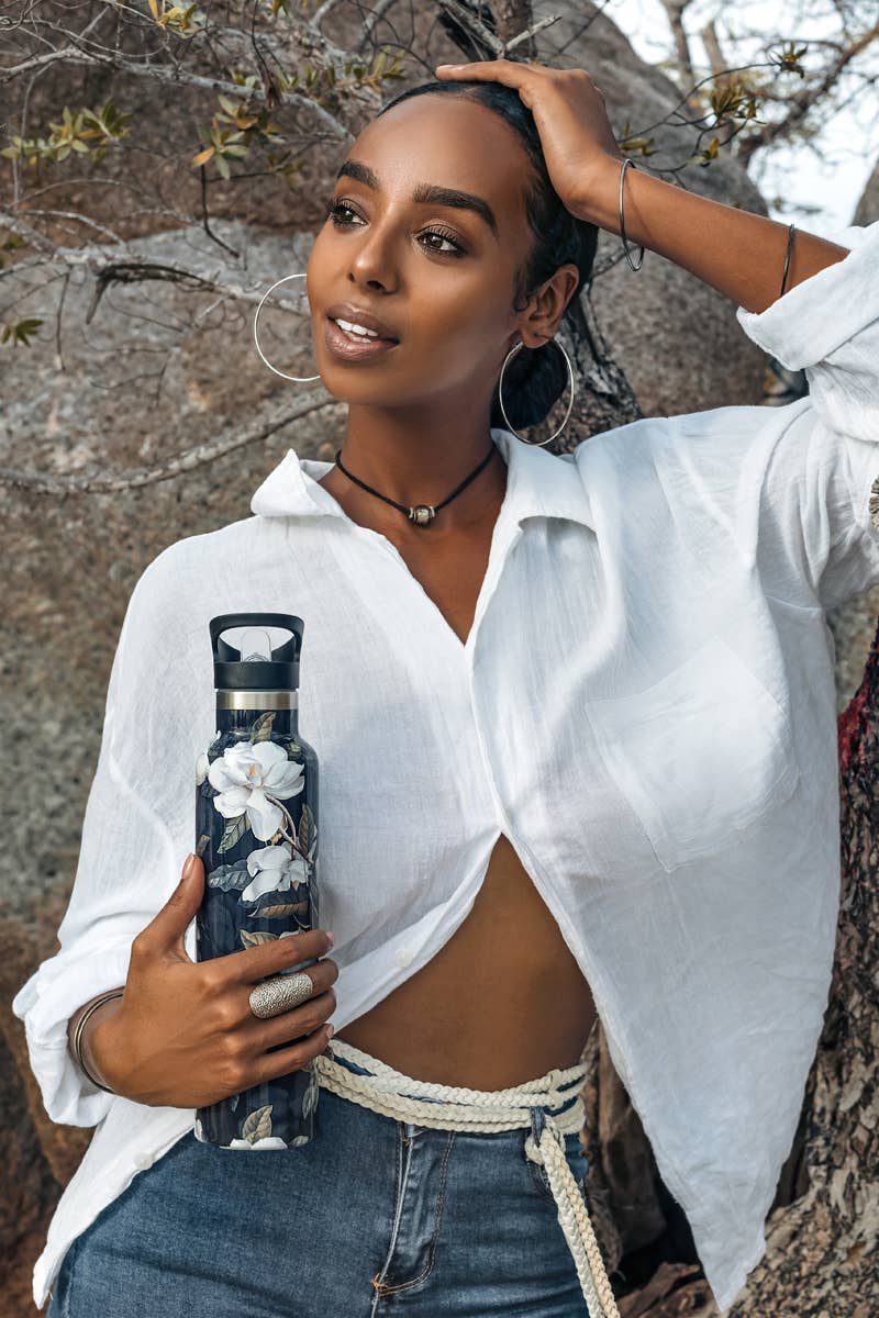 Magnolia | Dark Floral Magnolia 25oz Insulated Water Bottle