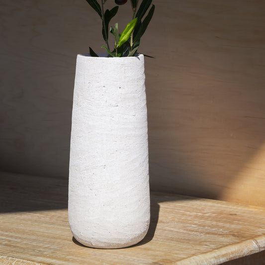 13.8" WHITE CHALK VASE