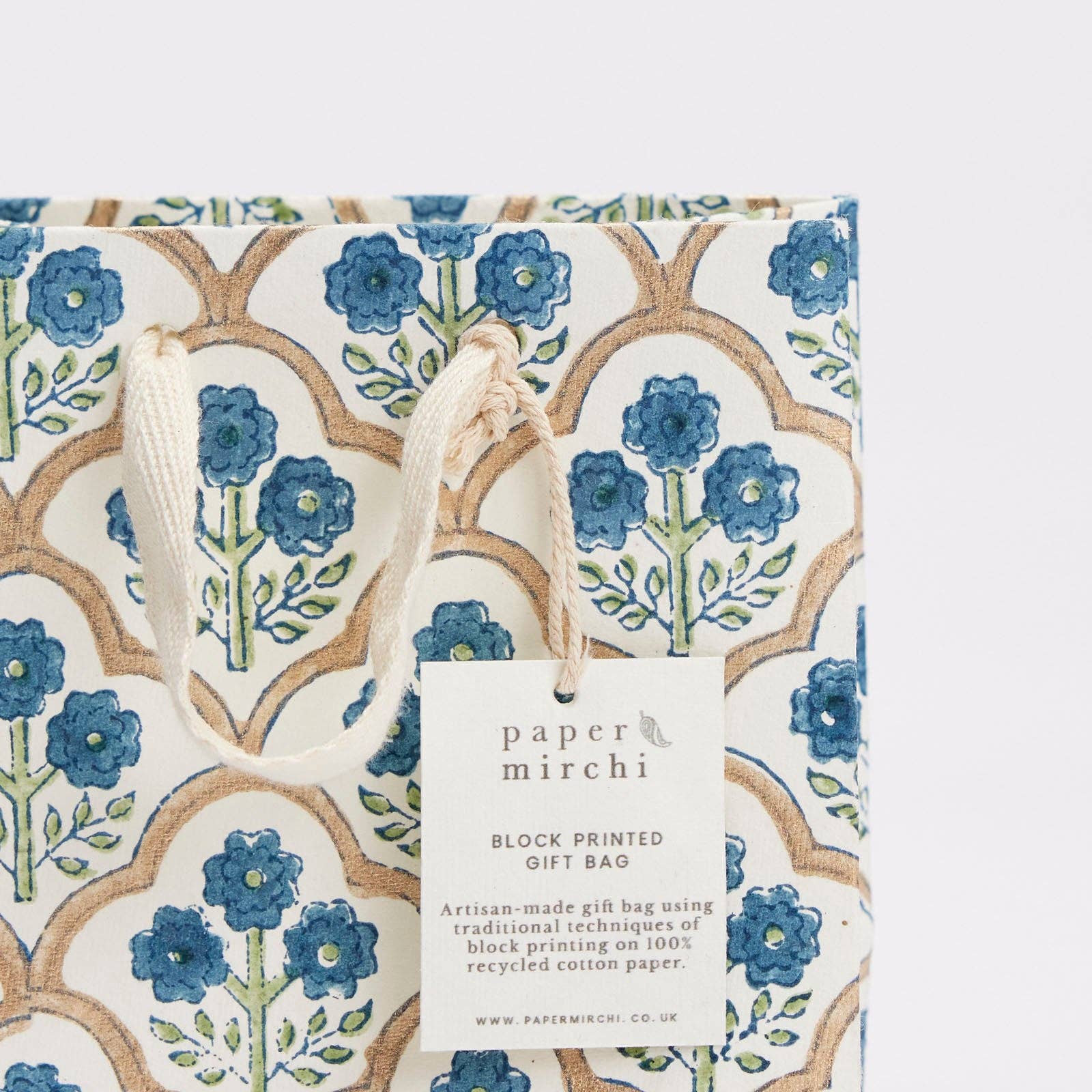 Block Printed Gift Bags (Small) - Indigo - Magnolia Lane co. Home + Garden + Gift