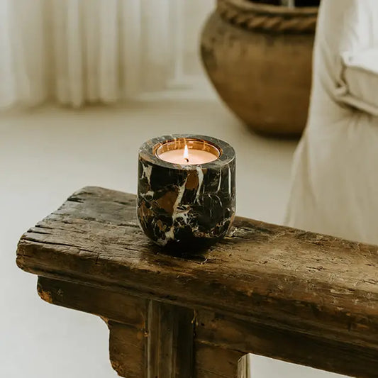 Portoro Marble Refillable Stone Candle