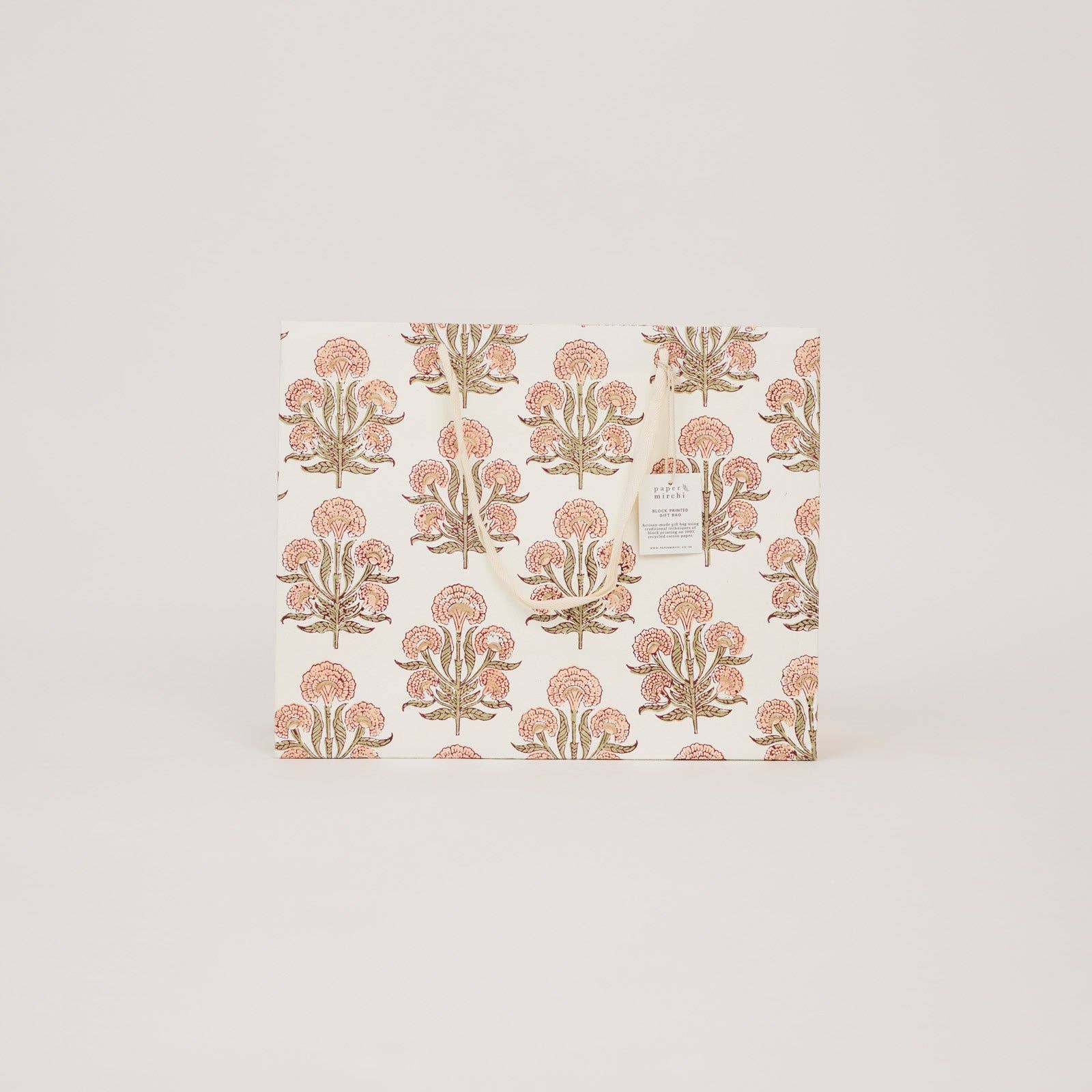 Block Printed Gift Bags (Large) - Terracotta - Magnolia Lane co. Home + Garden + Gift