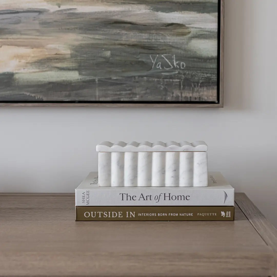 Fluted Box Marble Scallop Design White