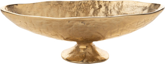 Free form cast alum lng oval,foot bowl,gld,17.5x6in