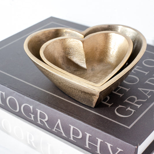 ANT. BRASS HEART BOWLS | 2 Sizes