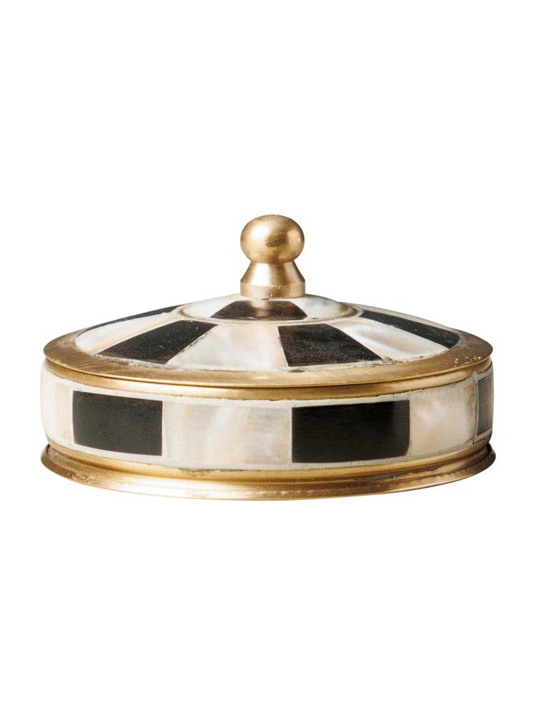 Tiny black & white brass box