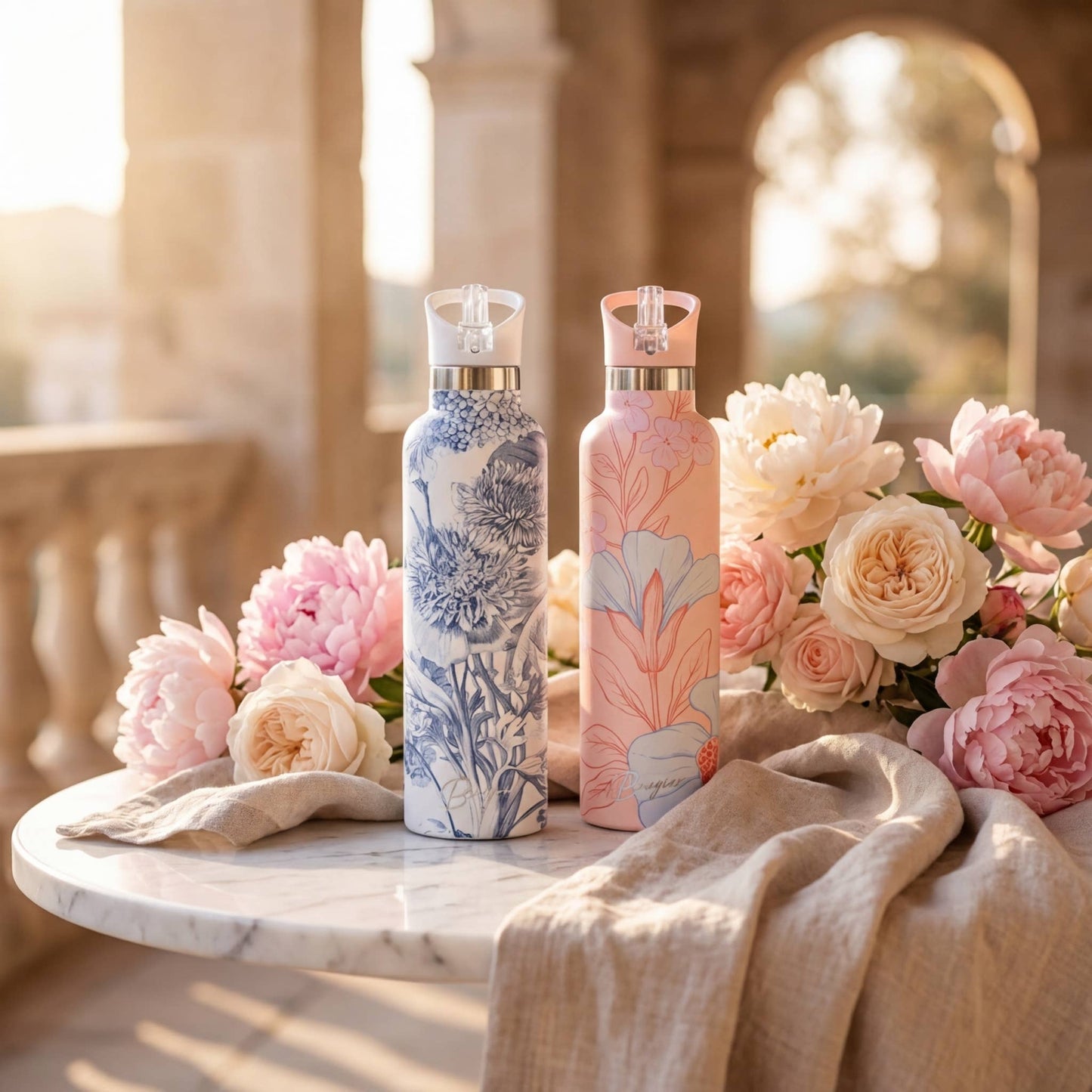 Toile Fleurie | Blue Floral 25oz Insulated Water Bottle