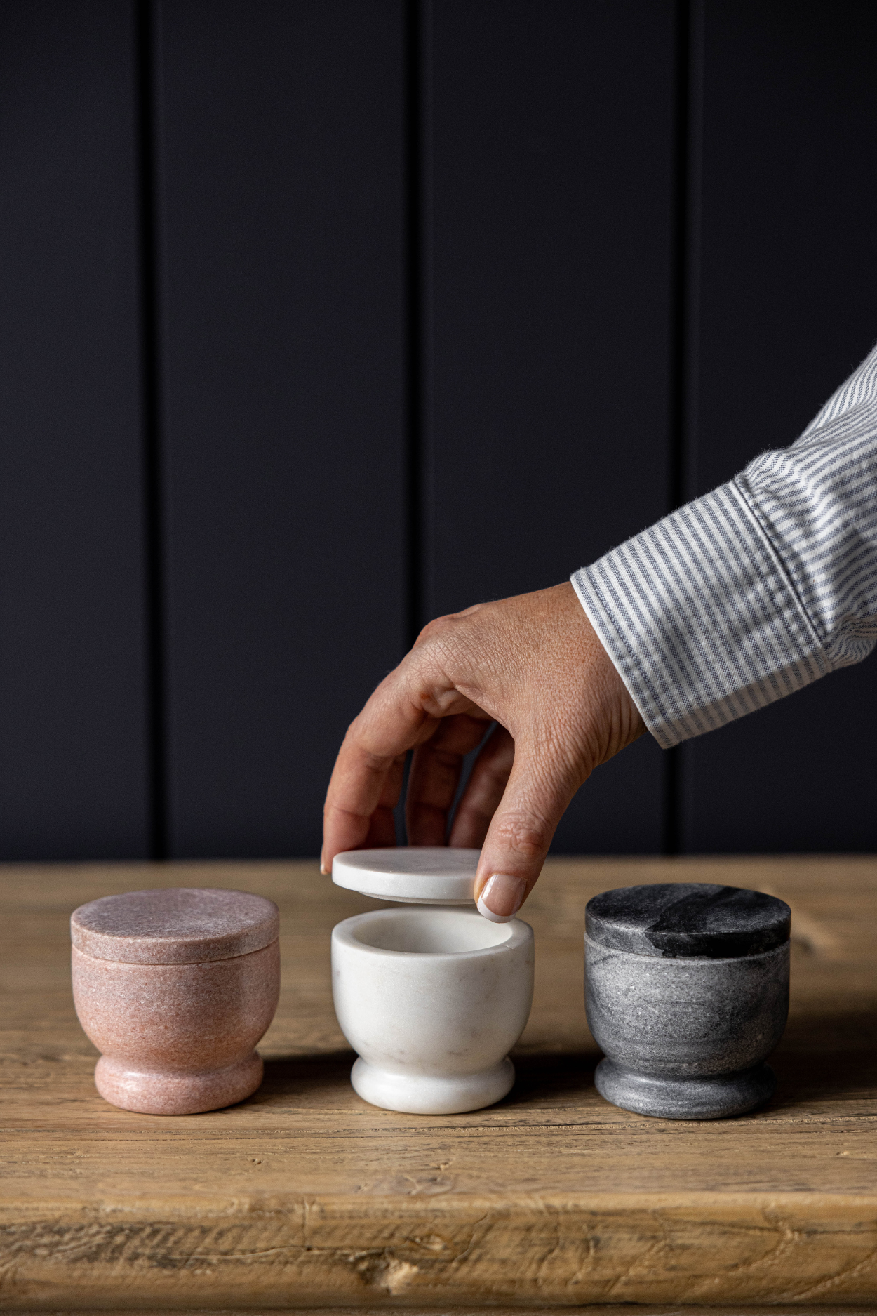 Marble Lidded Salt Cellar - Magnolia Lane co. Home + Garden + Gift