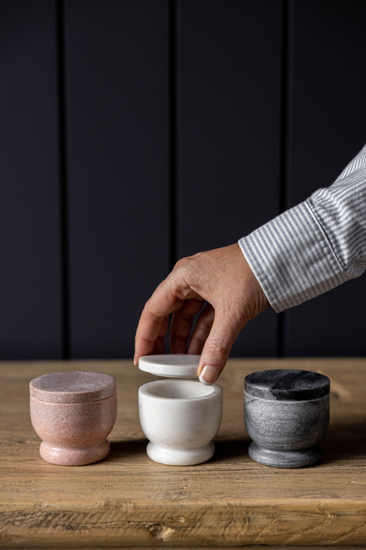 Marble Lidded Salt Cellar - Magnolia Lane co. Home + Garden + Gift