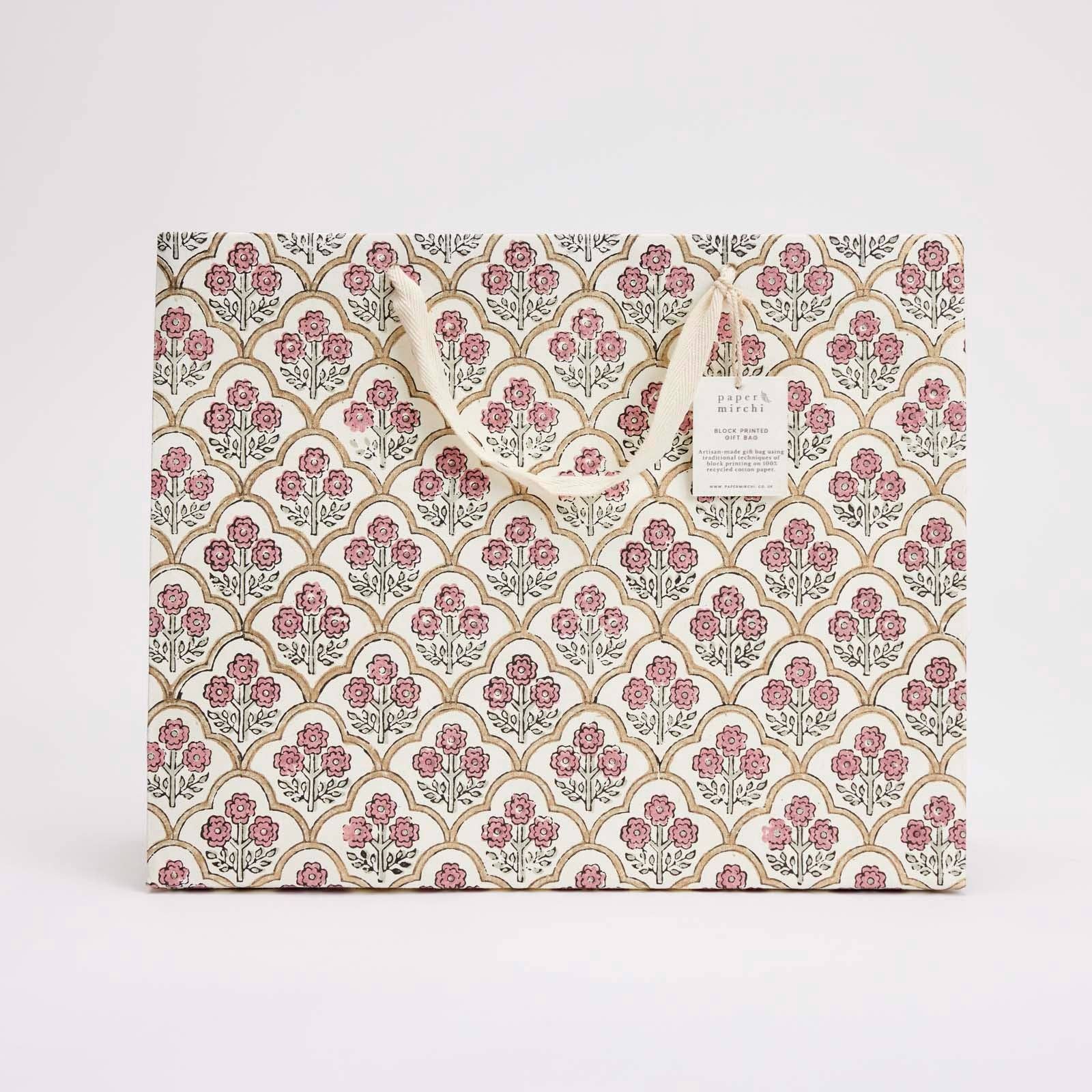 Block Printed Gift Bags (Large) - Pink Earth - Magnolia Lane co. Home + Garden + Gift