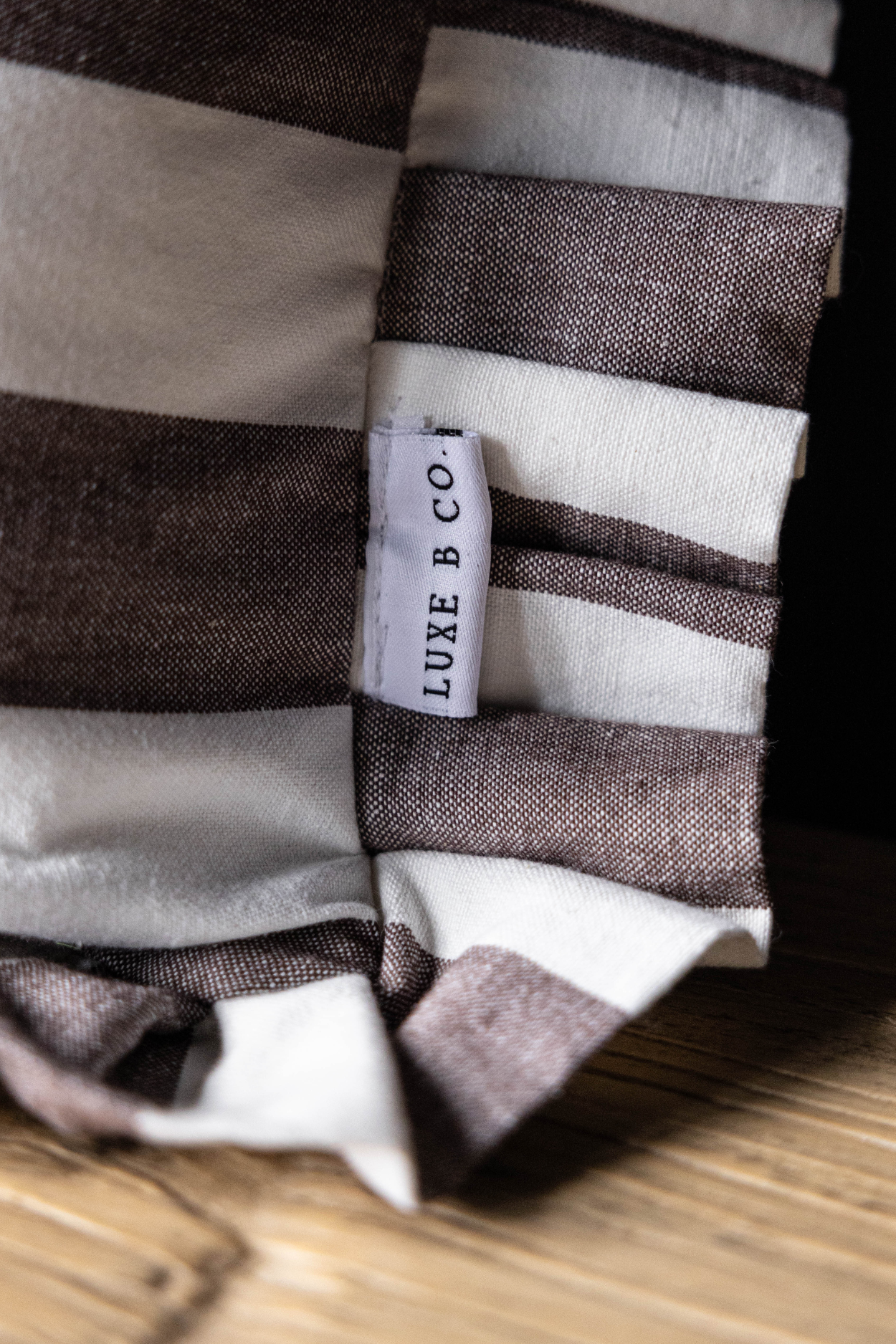 Ruffle Lumbar Pillow Cover Brown Bold Stripe