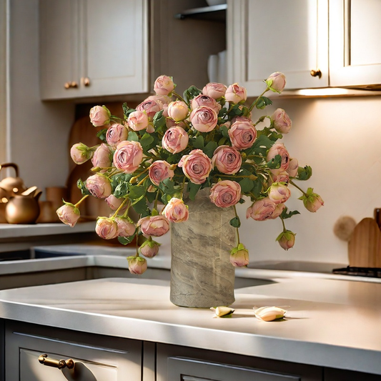 Artificial rose flowers,3 heads,dried looking,faux flowers
