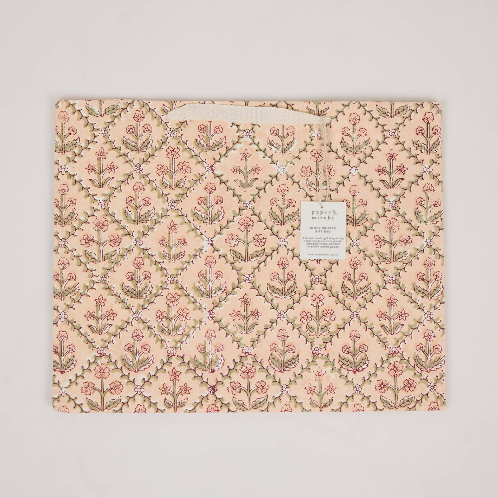 Block Printed Gift Bags (Large) - Terracotta - Magnolia Lane co. Home + Garden + Gift