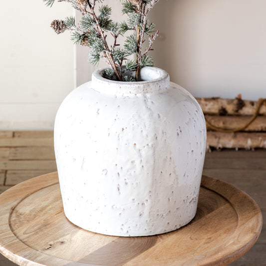 11" REACTIVE WHITE WIDE VASE