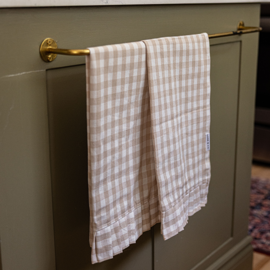 Ruffle Beige Gingham Kitchen Dish Towel - Magnolia Lane co. Home + Garden + Gift