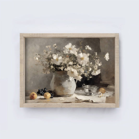 Vintage Flower Fruit Still Life Print Framed Wall Art A239