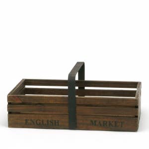 RECT WOOD IRON HANDLE BASKET