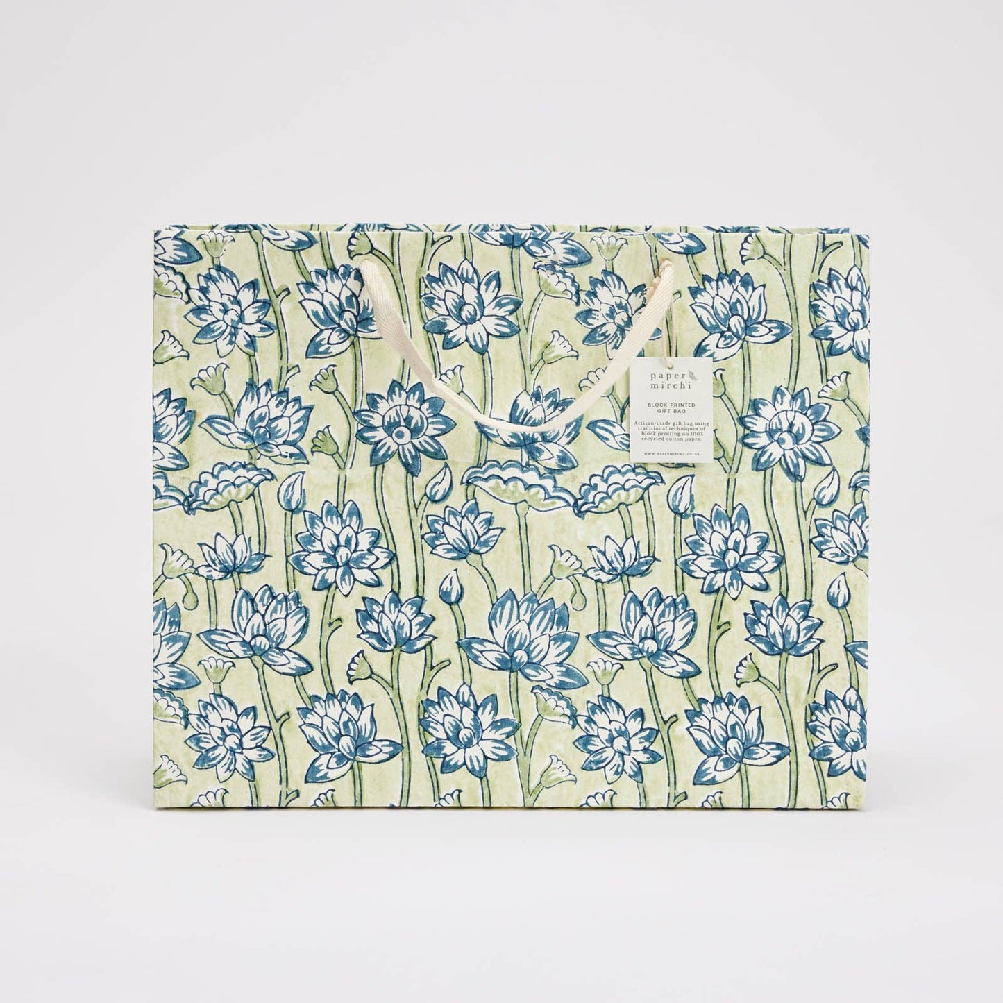 Block Printed Gift Bags (Large) - Indigo - Magnolia Lane co. Home + Garden + Gift