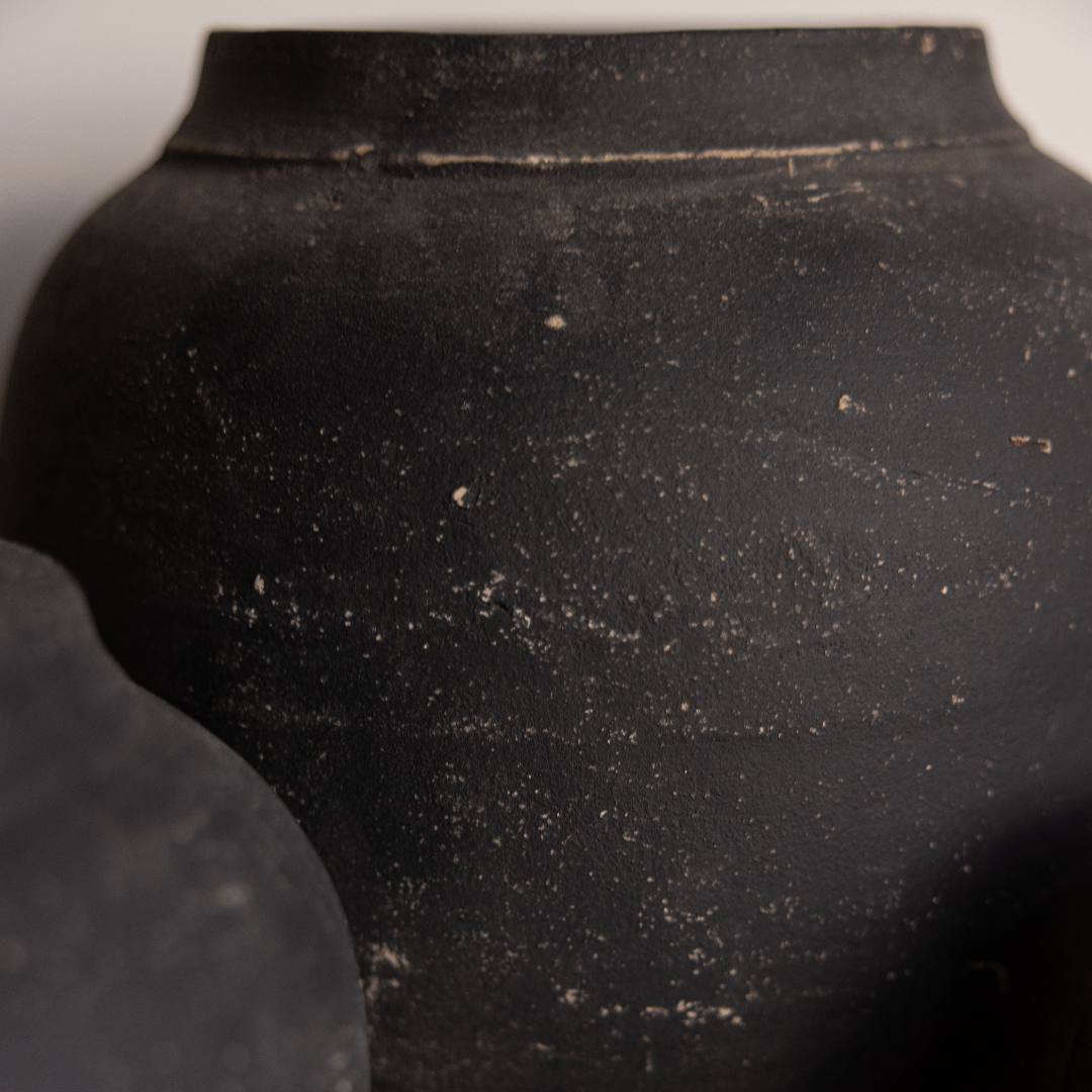 Leon Black Wash Round Vase Small