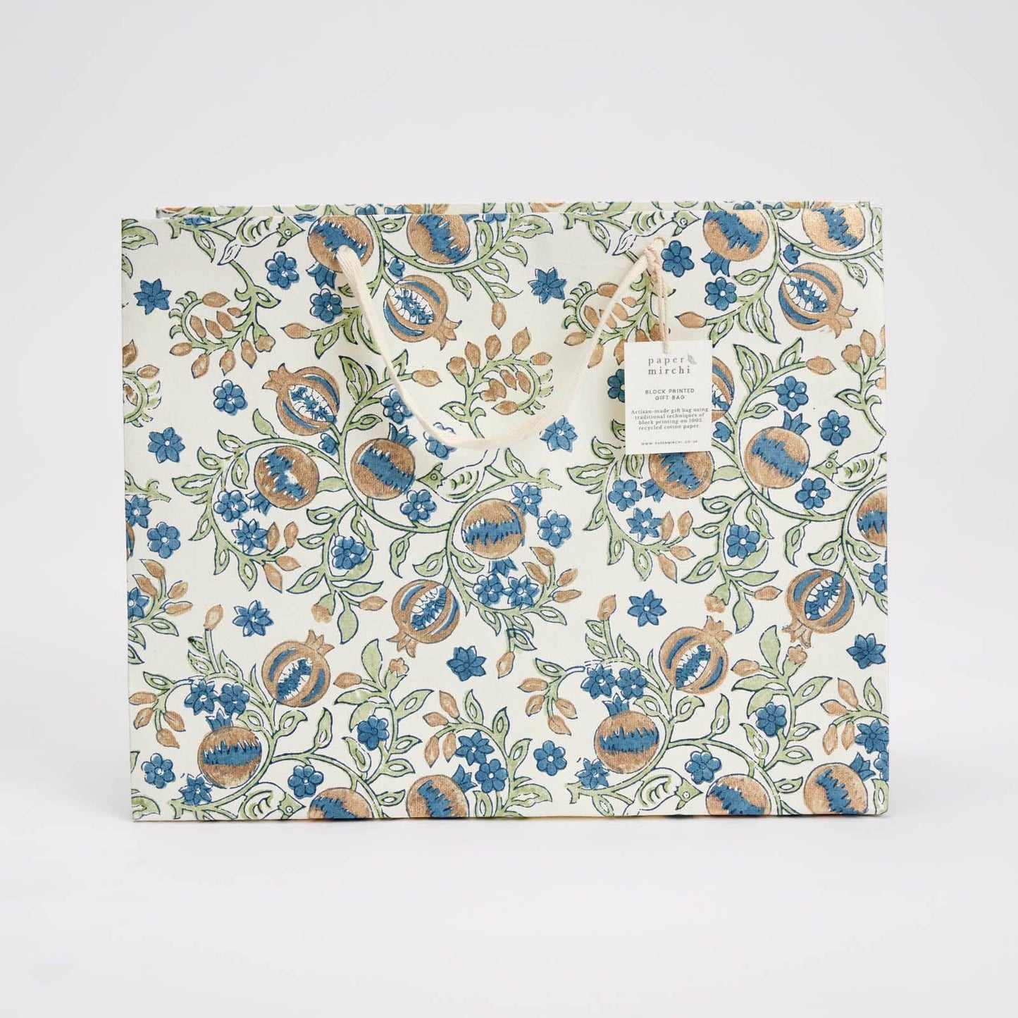 Block Printed Gift Bags (Large) - Indigo - Magnolia Lane co. Home + Garden + Gift