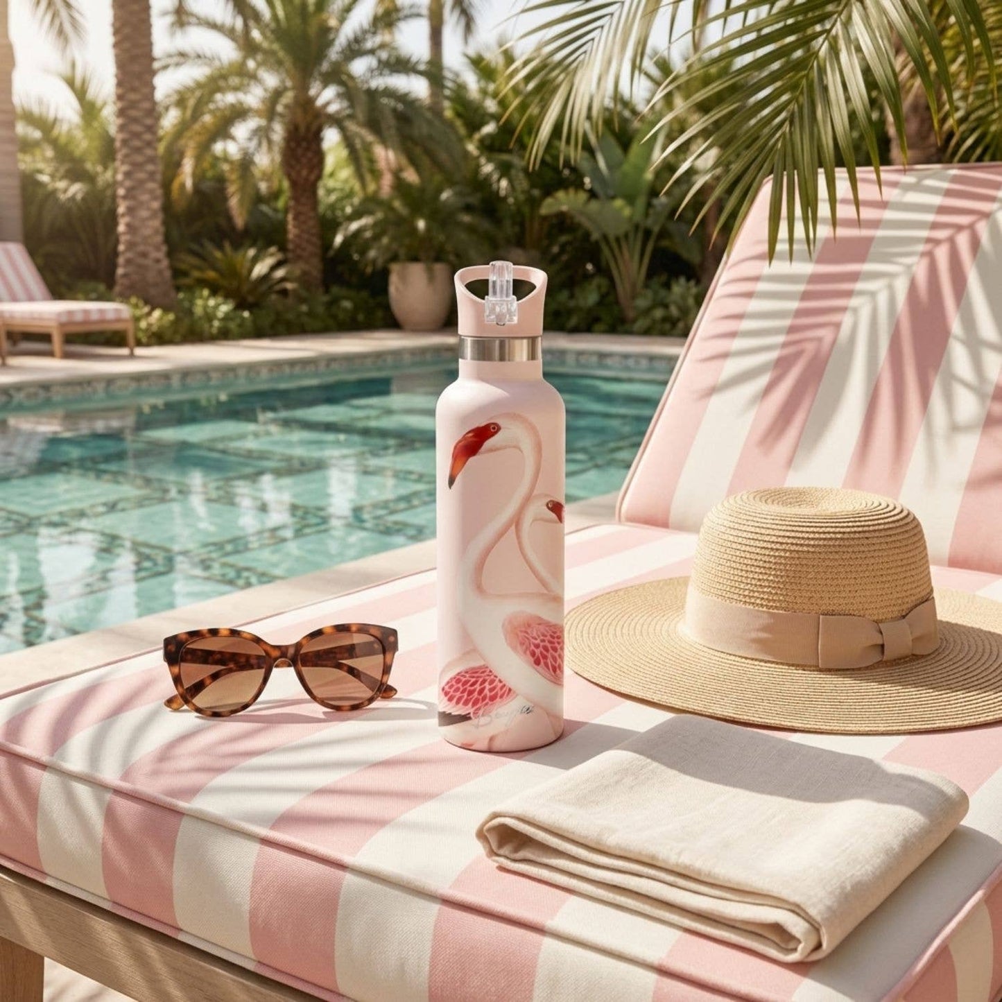 Puna | Vintage Pink Flamingo Insulated Water Bottle 25oz