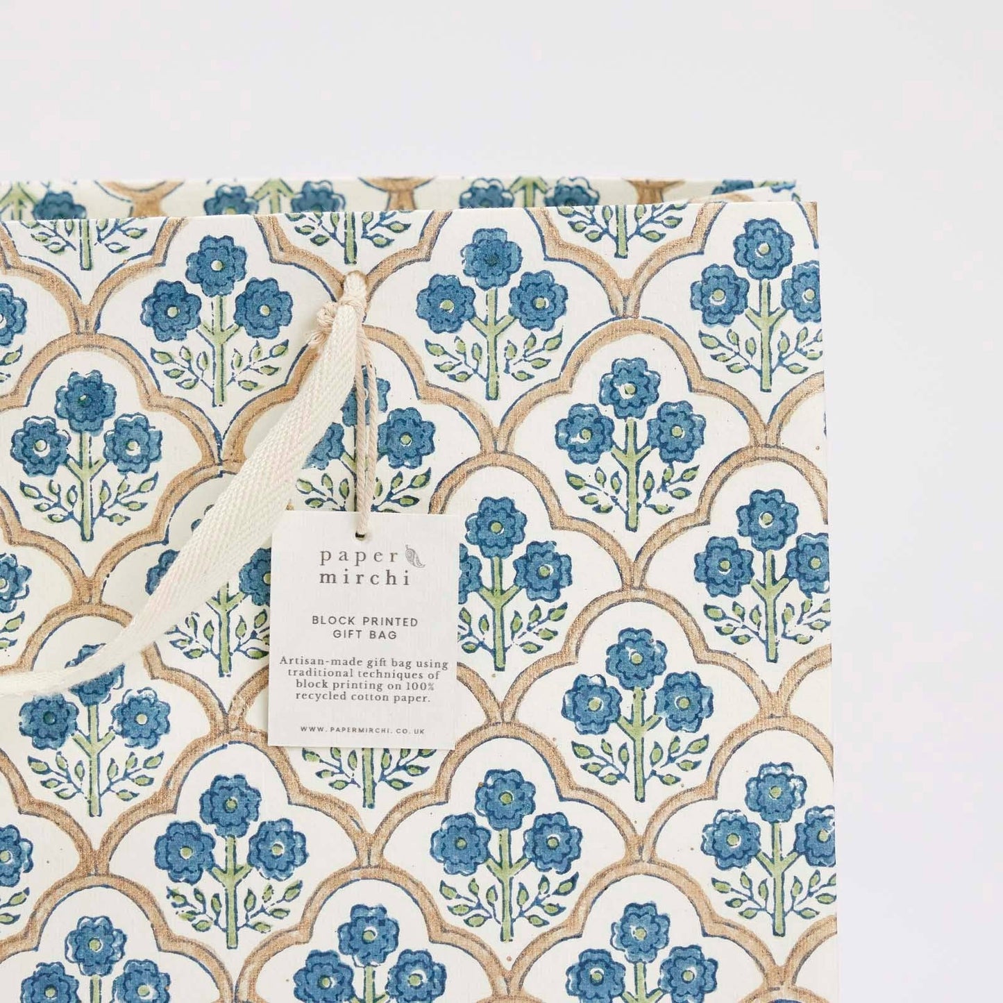 Block Printed Gift Bags (Large) - Indigo - Magnolia Lane co. Home + Garden + Gift