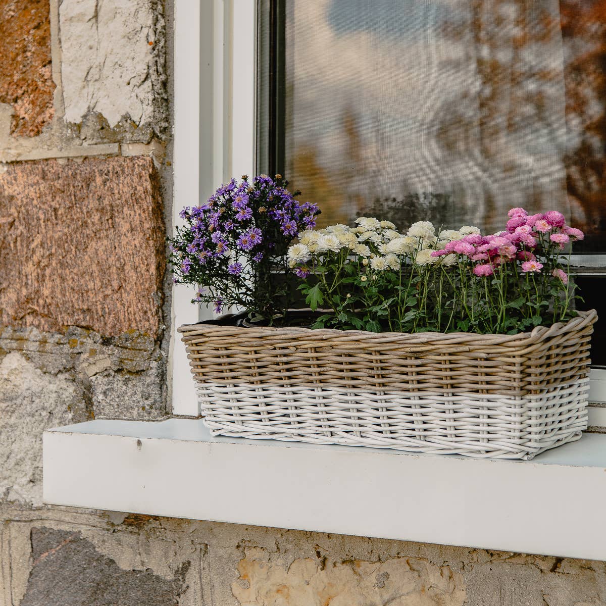 Rectangular Kubu Grey Window Box White Dipped Base - Magnolia Lane co. Home + Garden + Gift