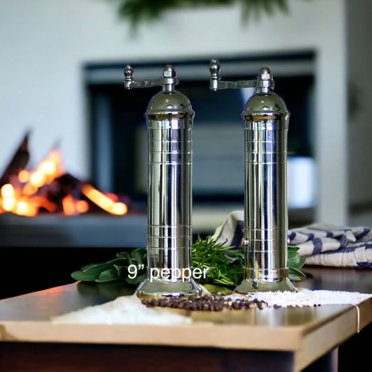 'Chrome Mill' - polished 9" pepper grinder