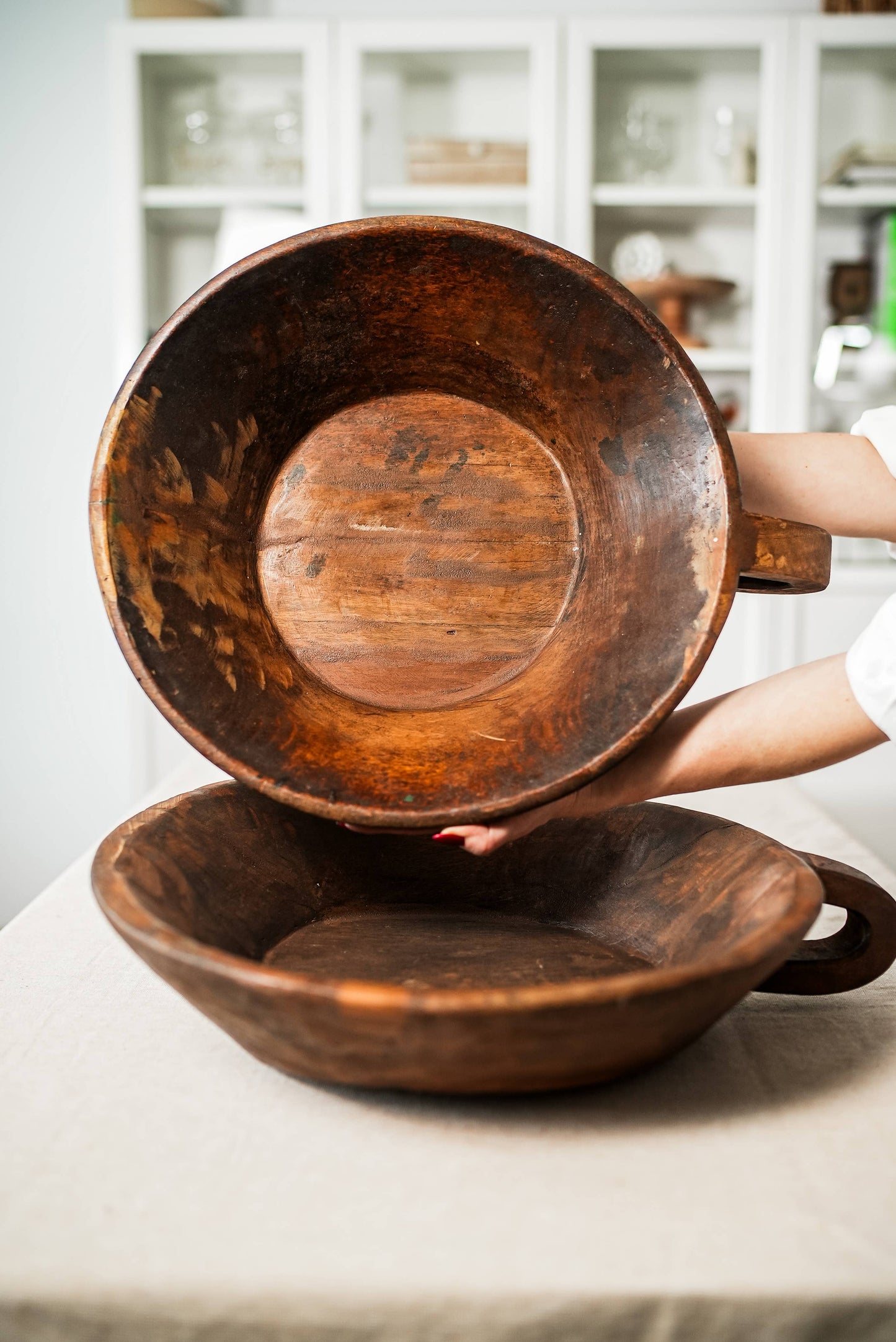 Large Vintage Wooden Bowl 