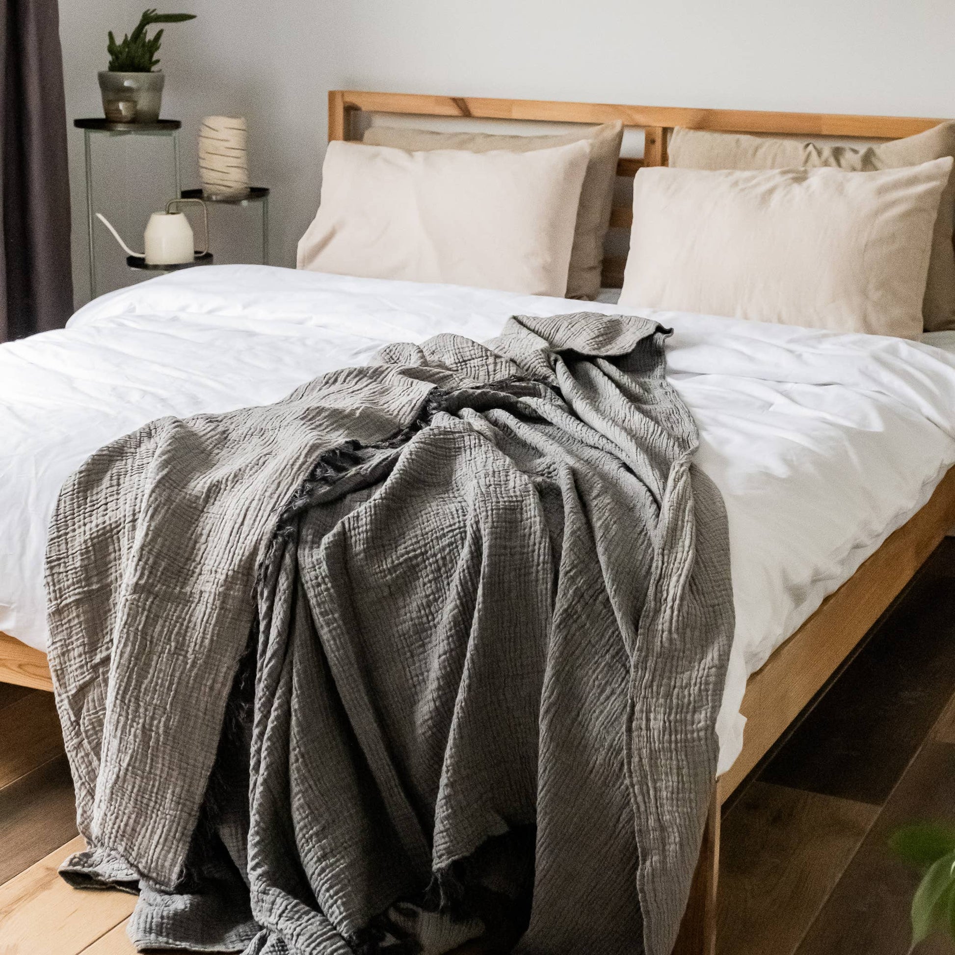 Malvasia Reversible Muslin Gauze Bedspread Blanket Cover W01 - Magnolia Lane co. Home + Garden + Gift