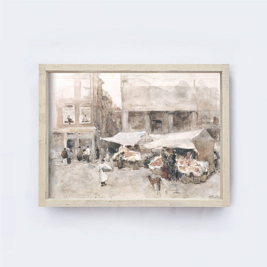 Vintage Print Framed | Flower Market In Holland A91 - Magnolia Lane co. Home + Garden + Gift