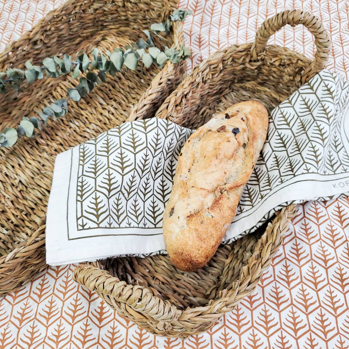 Handwoven Savar Bread Baskets with Natural Handle | Two Sizes