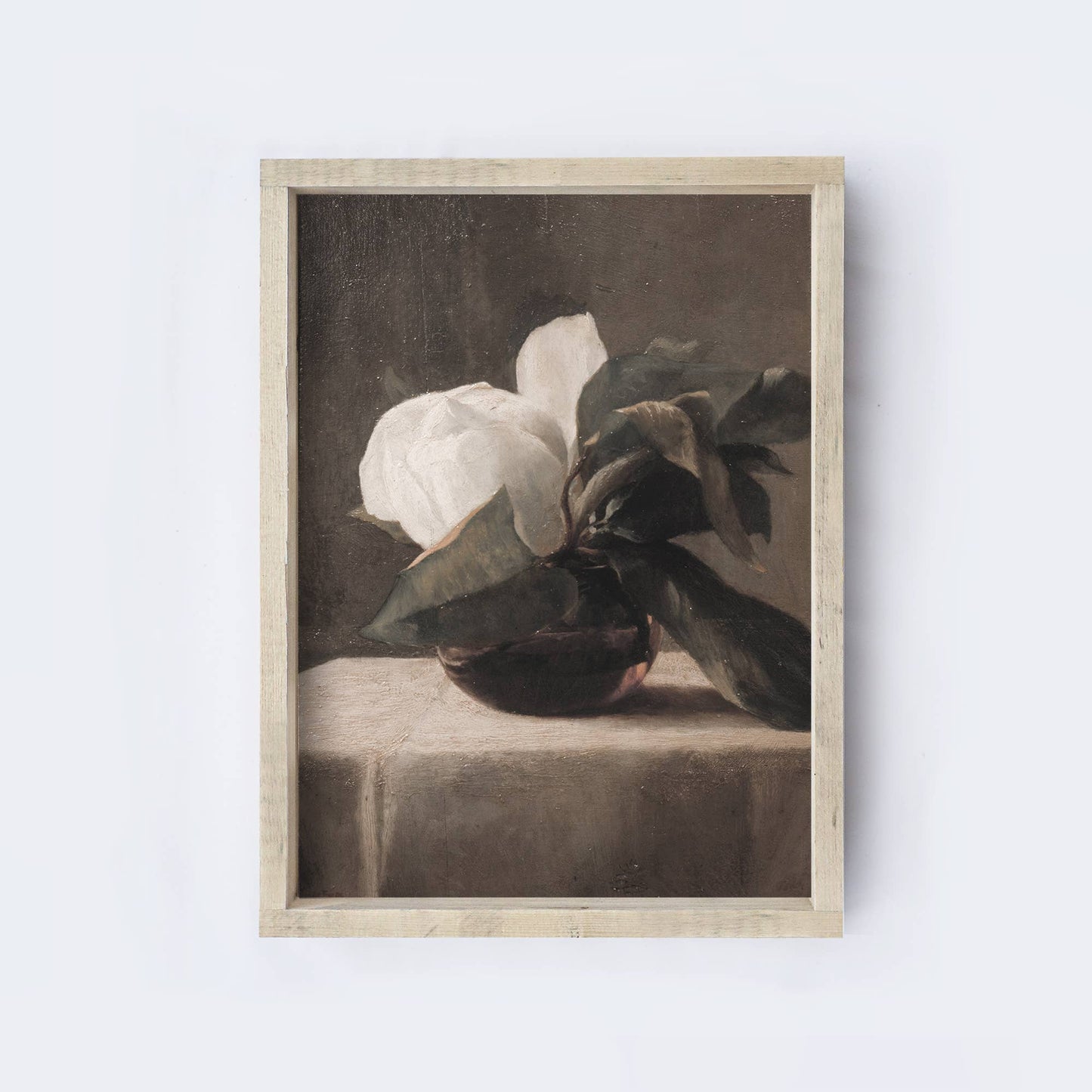 Magnolia Painting Framed | Vintage Flower Wall Art A161