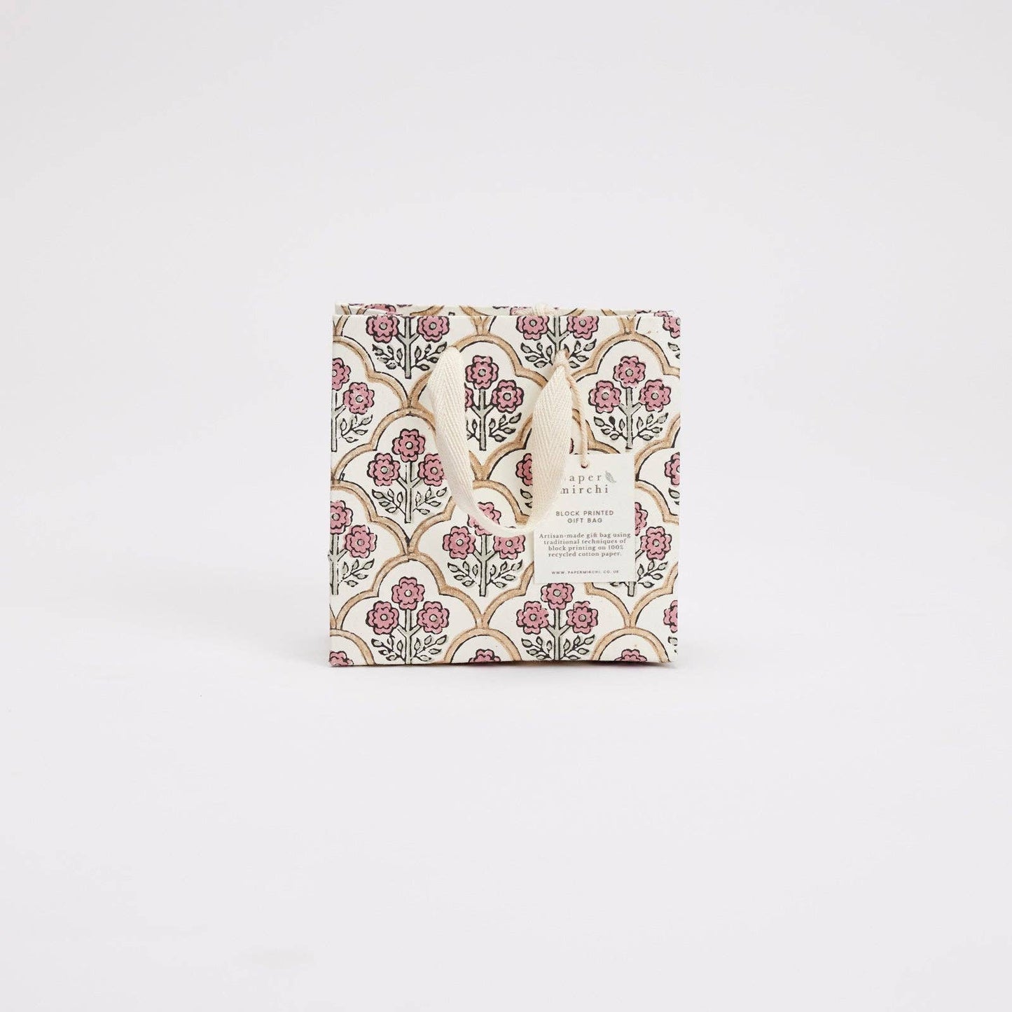 Block Printed Gift Bags (Small) - Pink Earth - Magnolia Lane co. Home + Garden + Gift