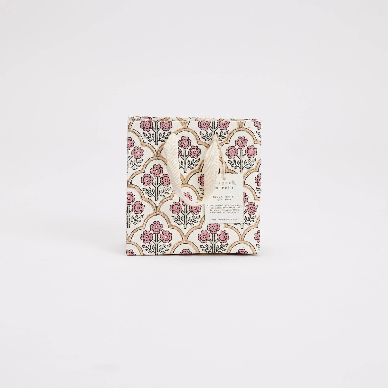 Block Printed Gift Bags (Small) - Pink Earth - Magnolia Lane co. Home + Garden + Gift
