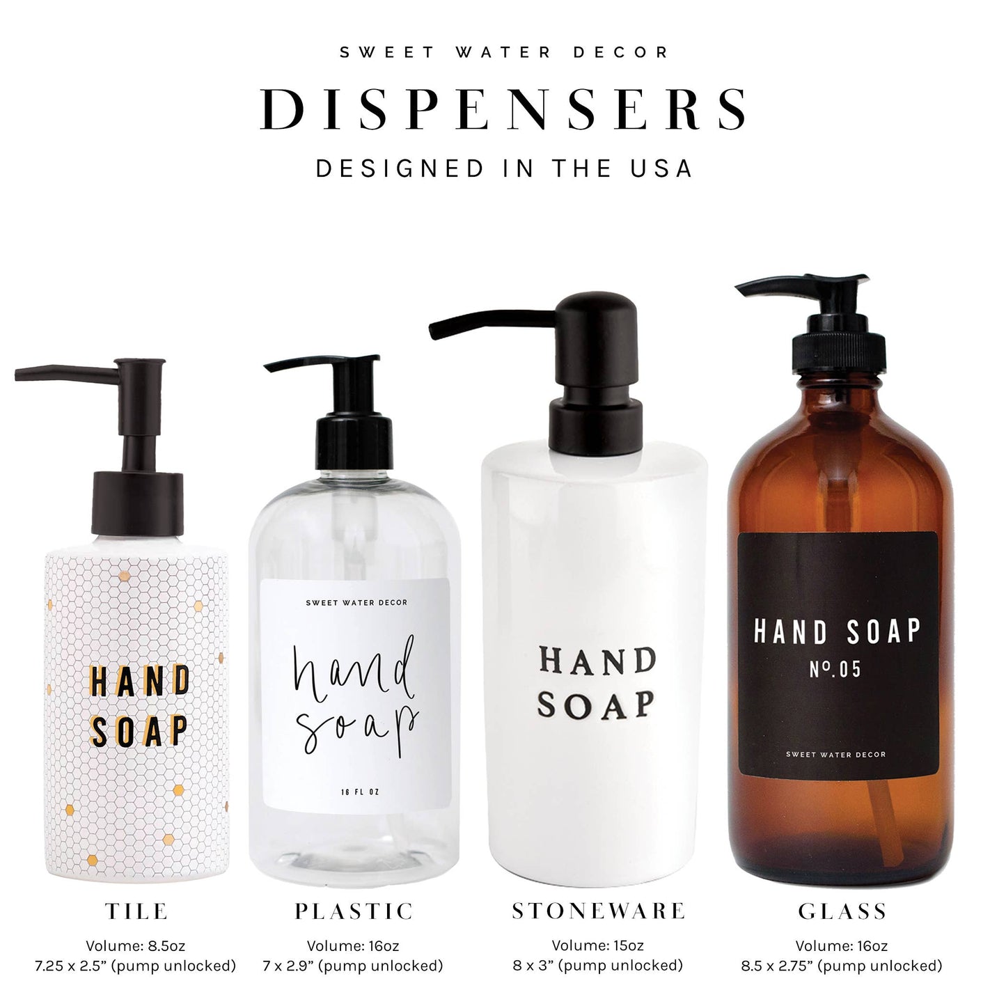 16oz Amber Glass Dish Soap Dispenser - Home Decor & Gifts