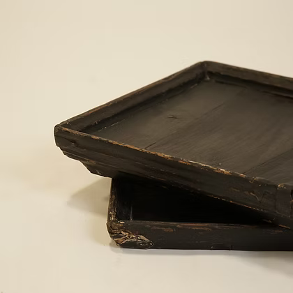 Atticus Vintage Wood Tray - Weathered Black