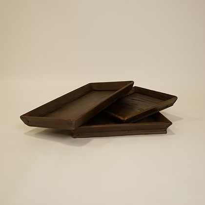Atticus Vintage Wood Tray - Aged Brown