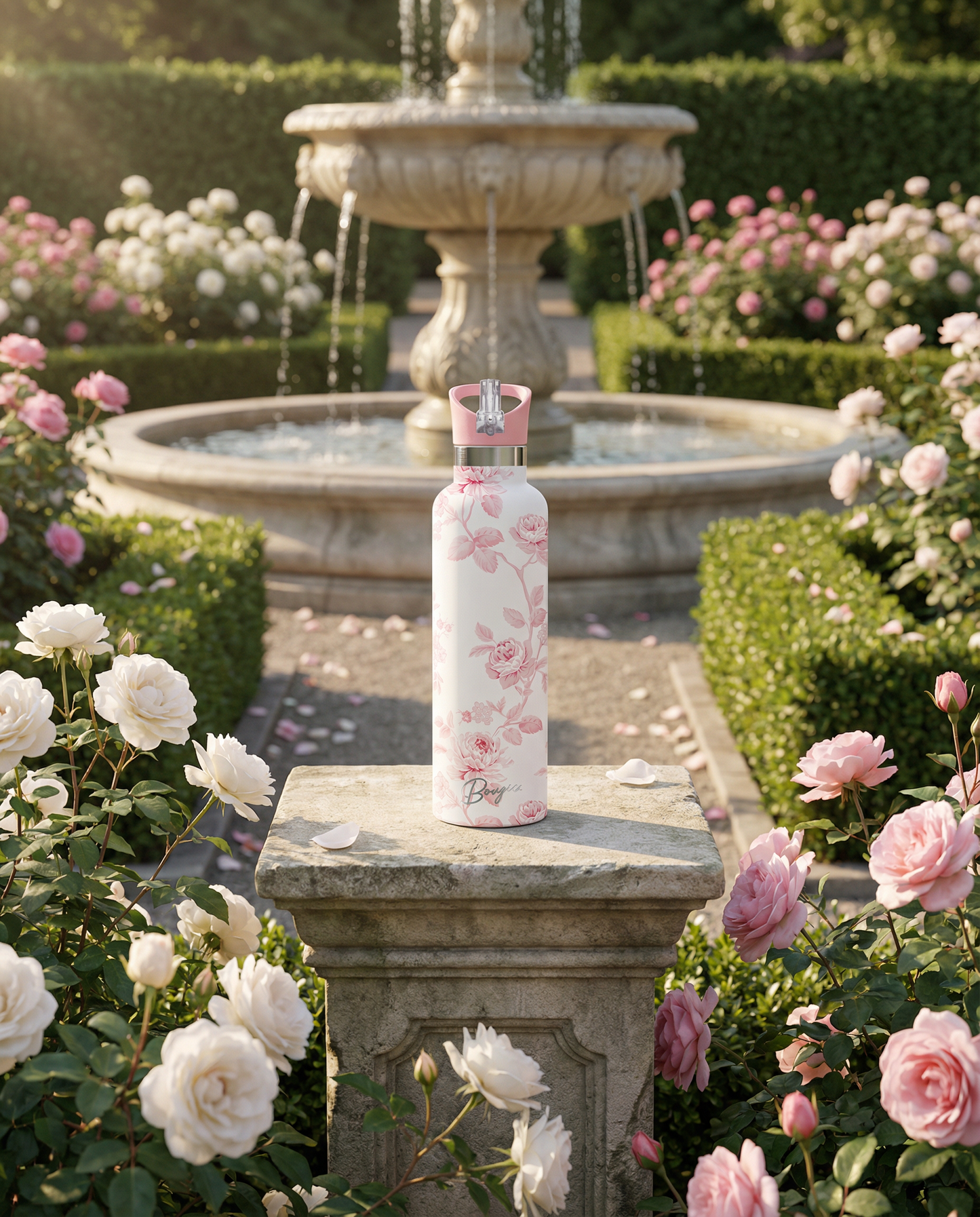 Blush | Pink Rose Bridal Insulated Water Bottle 25oz