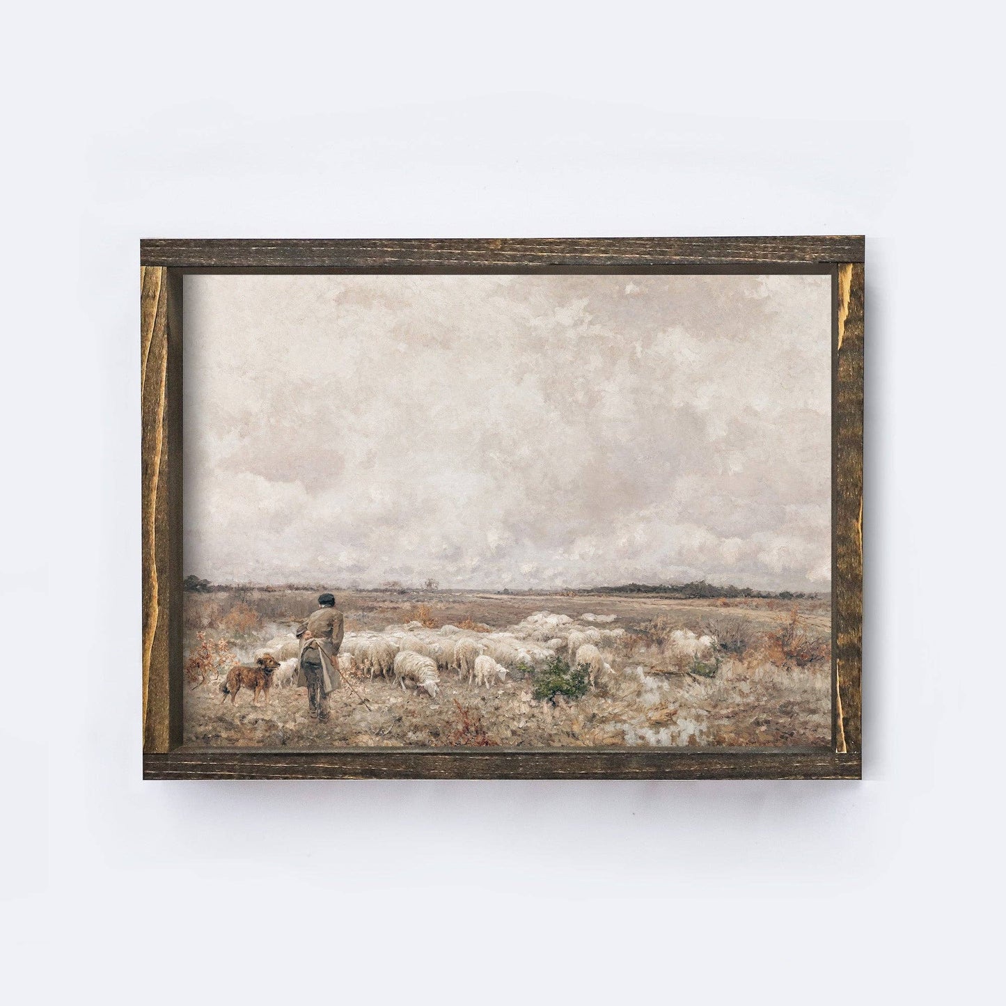 Vintage Print Framed | Landscape Sheep A83