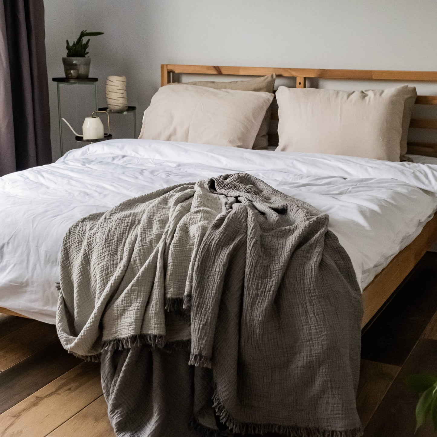 Malvasia Reversible Muslin Gauze Bedspread Blanket Cover W01 - Magnolia Lane co. Home + Garden + Gift