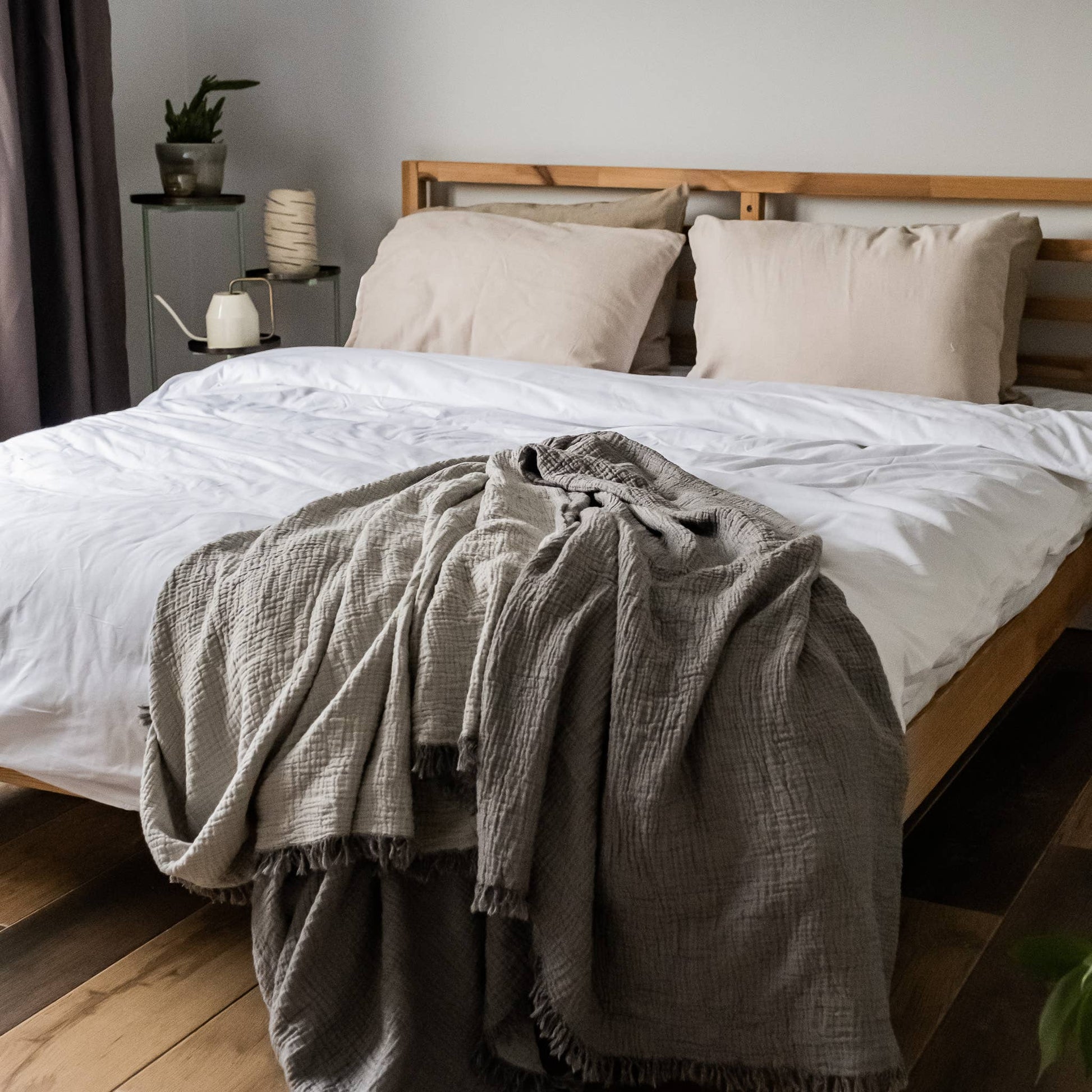 Malvasia Reversible Muslin Gauze Bedspread Blanket Cover W01 - Magnolia Lane co. Home + Garden + Gift