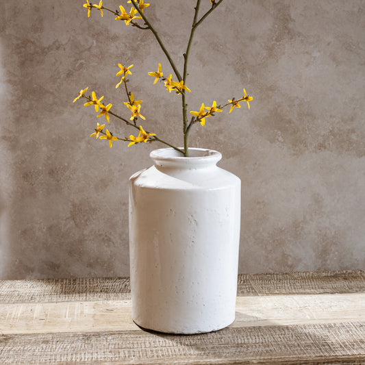 11.75" WHITE PILLAR VASE